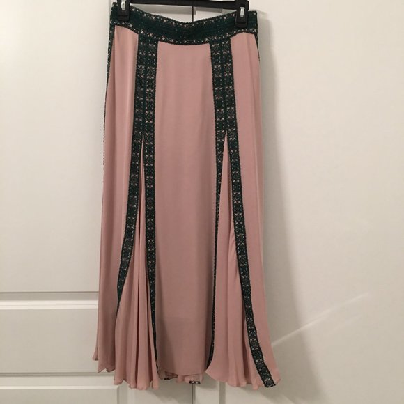Women 100% Silk Maxi Skirt with lace silk lining